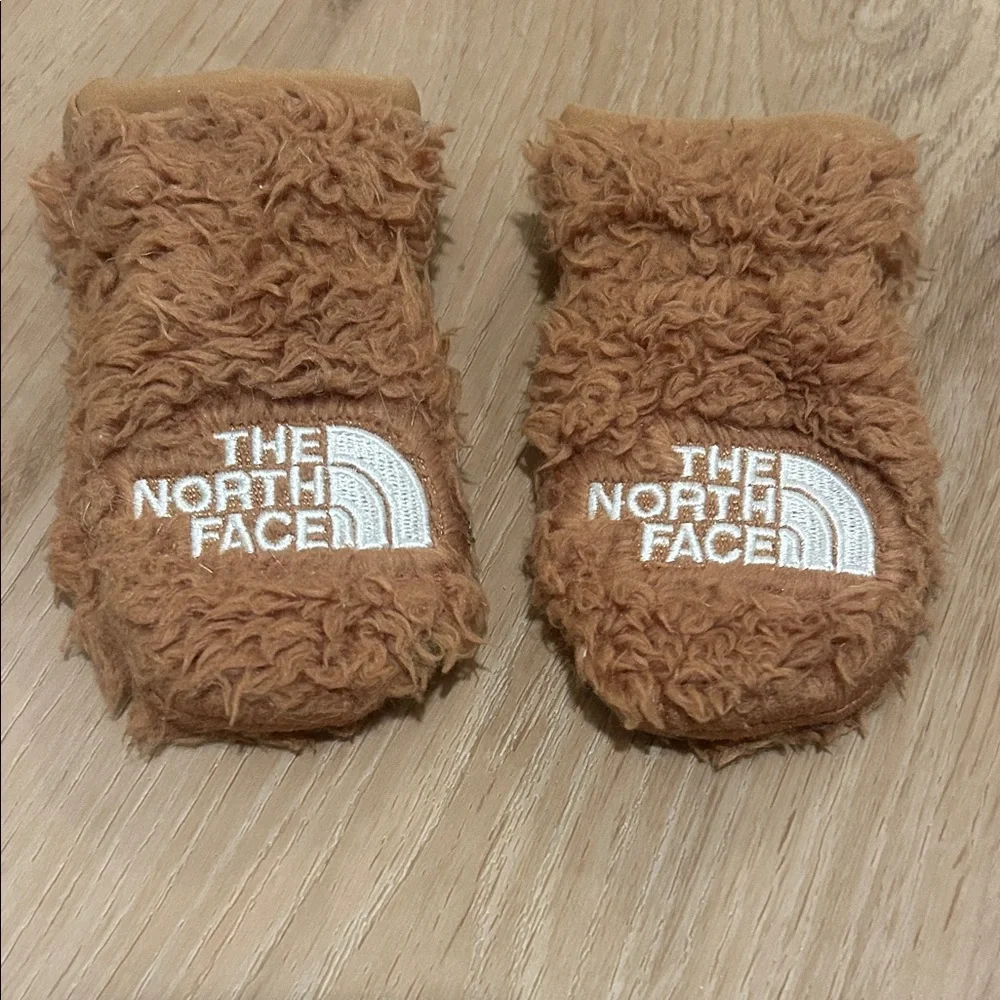 The North Face Tan Fuzzy Baby Mittens